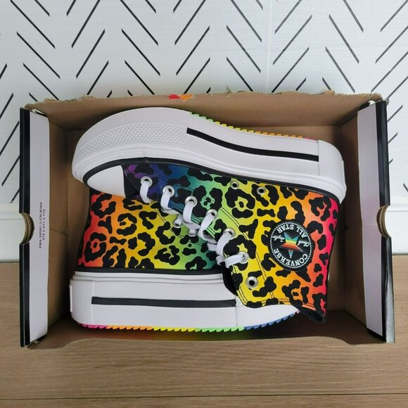 ❤️Converse Chuck Taylor Lift Platform Pride Sz 8 Women's Shoes Leopard A15782C❤️